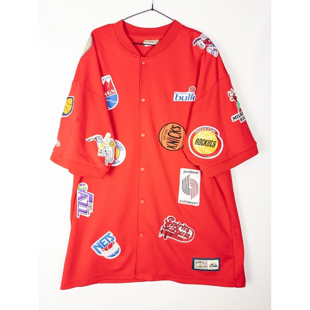 VTG NBA Jersey Mens XL Red NBA Teams Old Patches 90s Basketball Snap
